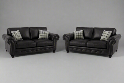 Oakland Leather Sofa | With Footstool