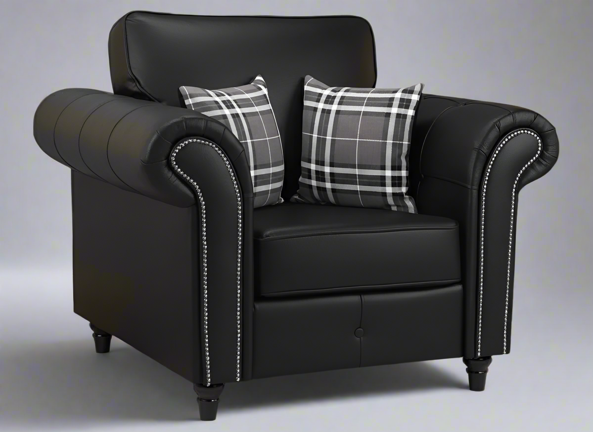 Oakland Leather Sofa | With Footstool