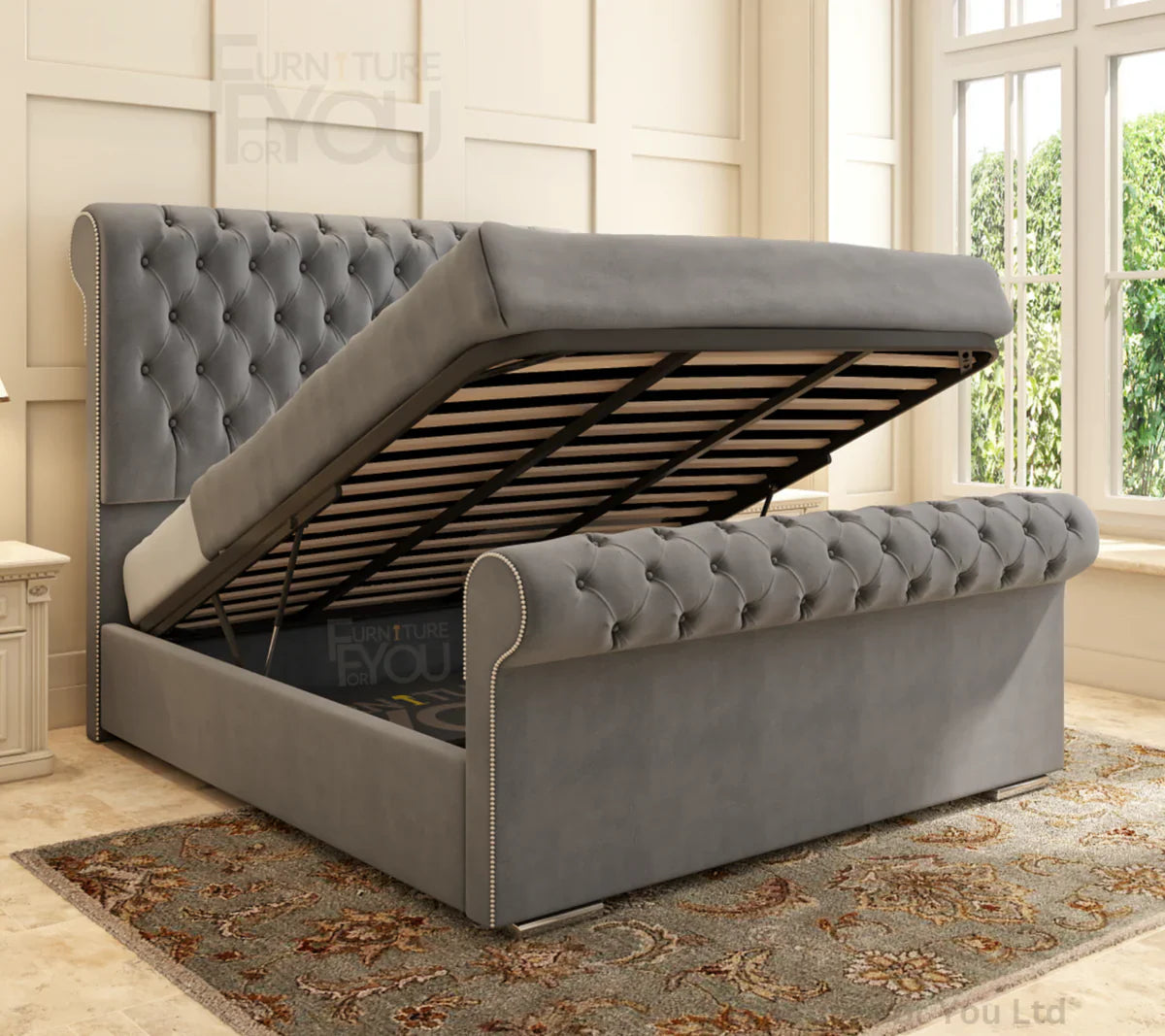 Sleigh Ottoman Bed | Including Mattress